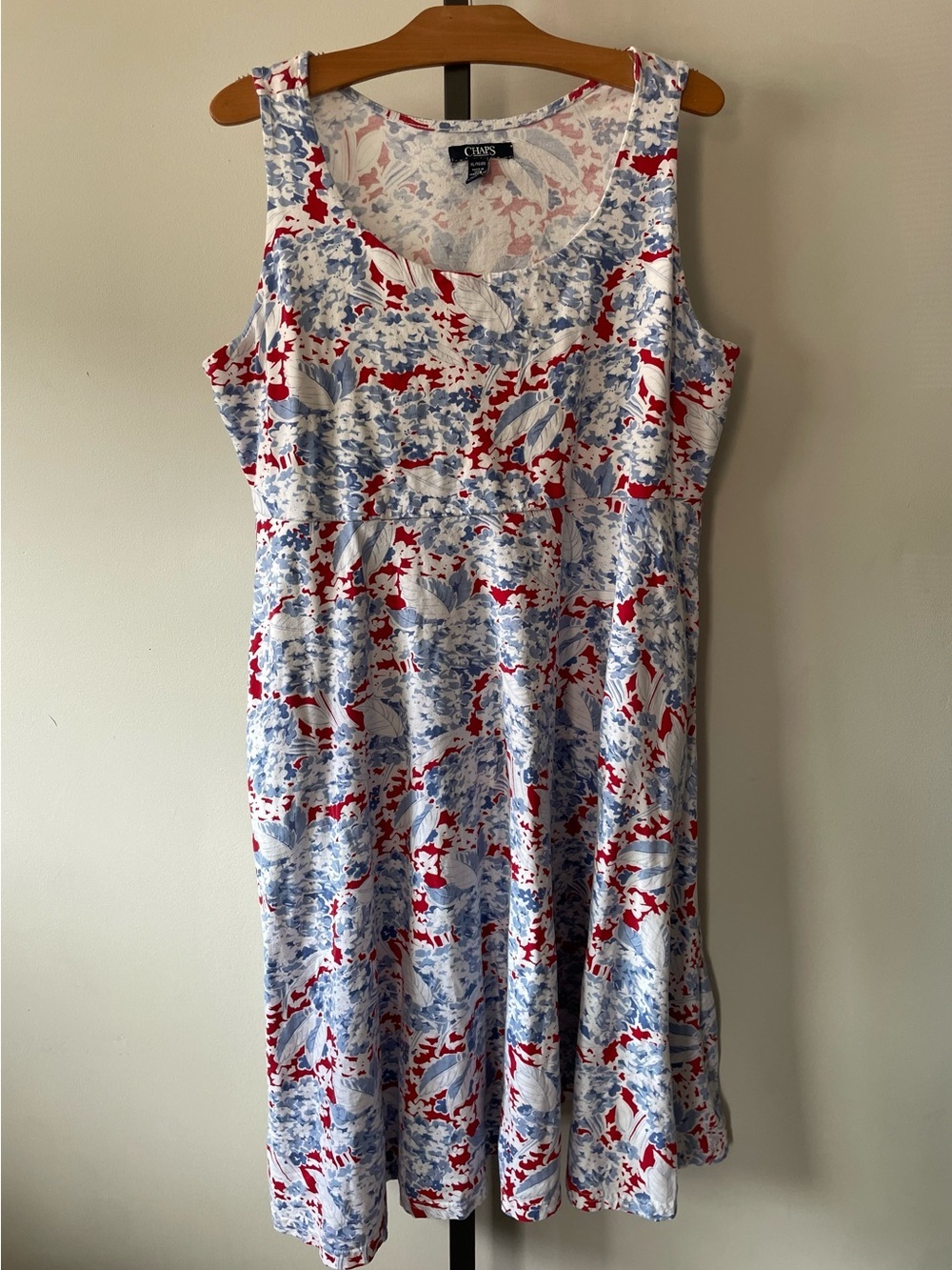 Chaps Ralph Lauren 100% Cotton Floral Midi Tank Sun Dress Size XL